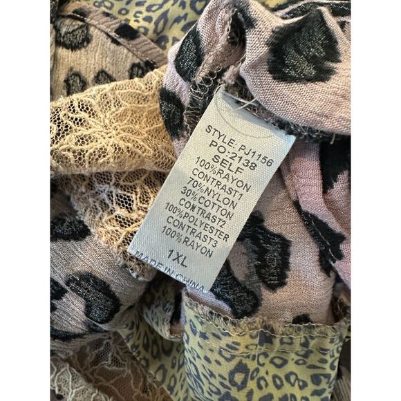 Gigio Boho Animal Print Lagenlook Kimono Cardigan Mesh Duster Plus Size 1XL 1X - Picture 14 of 16